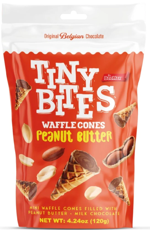 Tiny Bites Mini Waffle Cones Peanut Butter Milk Chocolate 4.24oz 12ct